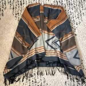 Southwestern Print Fringed Shawl